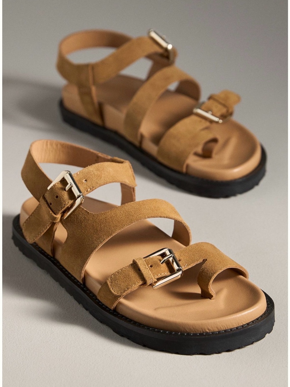 By Anthropologie Suede Buckle Sandals NIB